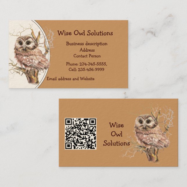 QR-Code Benutzerdefinierte Wise Owl Solutions Visi Visitenkarte (Vorne/Hinten)