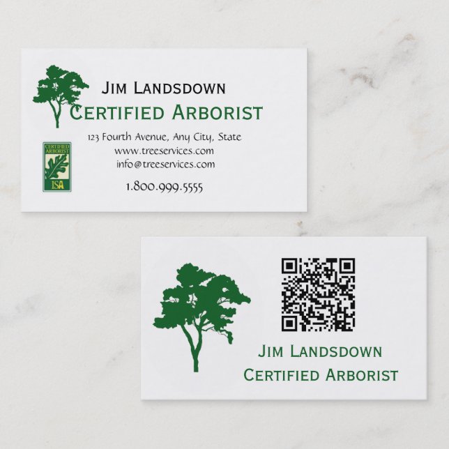 QR-Code benutzerdefinierter Baum Arborist Firmenka Visitenkarte (Vorne/Hinten)