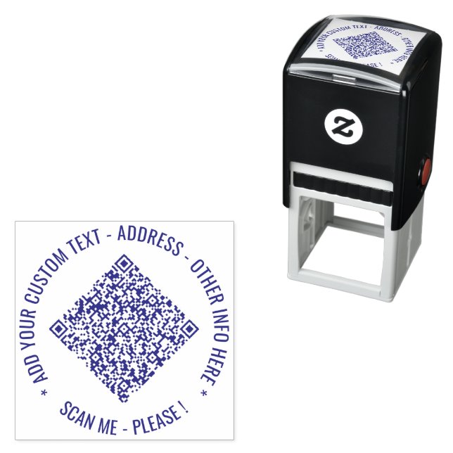 QR-Code benutzerdefinierter Text Adress-Rundstempe Permastempel (Beispiel)