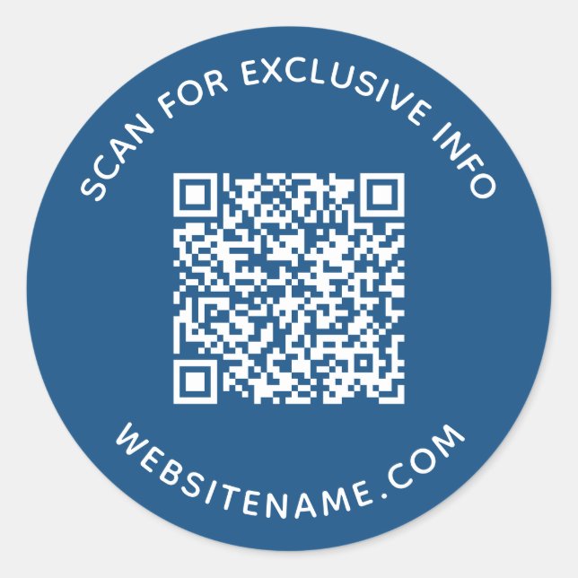 QR-Code Benutzerdefinierter Text Blau Runder Aufkleber (Vorderseite)
