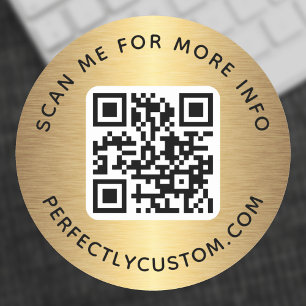 QR-Code, benutzerdefinierter Text, goldener Farbve Runder Aufkleber
