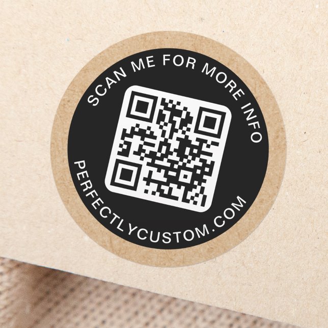 QR-Code benutzerdefinierter Text Kraft-Papier sieh Runder Aufkleber (Von Creator hochgeladen)