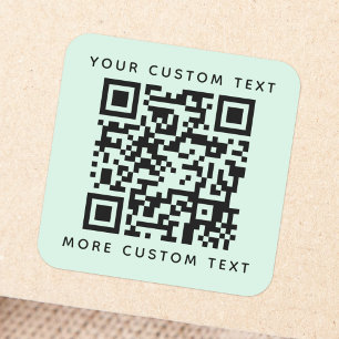 QR-Code benutzerdefinierter Text oberer heller Min Quadratischer Aufkleber