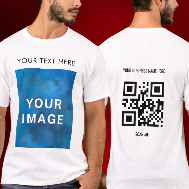 QR Code Benutzerdefinierter Text und Bildwerbung W T-Shirt (Von Creator hochgeladen)