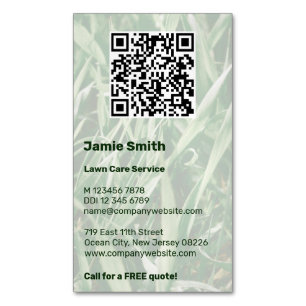 QR-Code Benutzerdefiniertes Foto Grüne Pflege Magnetische Visitenkarte