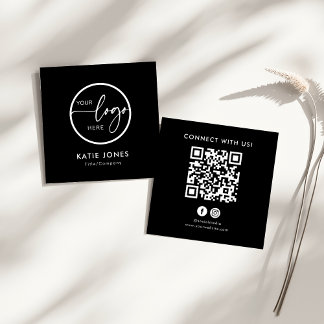 QR-Code Benutzerdefiniertes schwarzes Logo Verbind Quadratische Visitenkarte