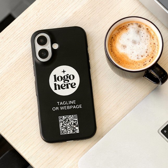 QR-Code Benutzerdefiniertes Text-Black-Business-Fi Case-Mate iPhone Hülle (Customize with logo, text and URL for code. Choose iPhone model and case style.)