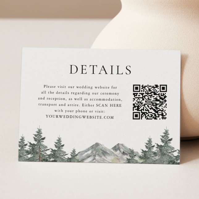 QR Code Bergkiefernbaum Hochzeitdetails Begleitkarte (Von Creator hochgeladen)