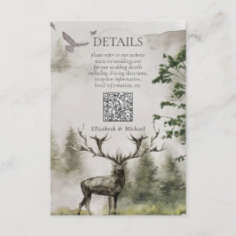 QR Code Bergwald Rustikale Hochzeitdetails Begleitkarte