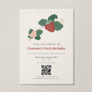 QR-Code Berry Sweet Strawberry Geburtstag Einladung