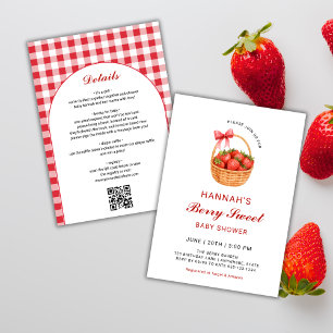 QR-Code Berry Sweet Strawberry Mädchen Baby Shower Einladung