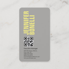 QR-Code beruflich minimalistisch fett grau gelb Visitenkarte