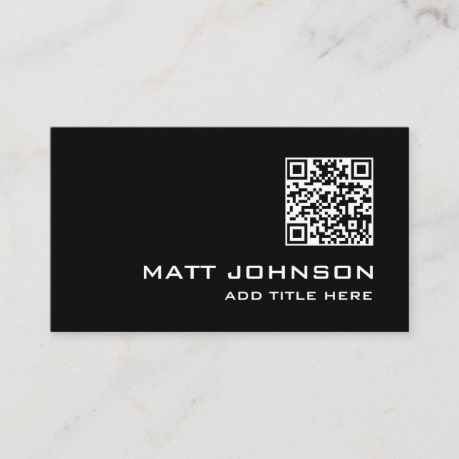 QR-Code Beruflich moderne Black Business Card Visitenkarte (Vorderseite)
