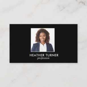 QR CODE Beruflich SQUARE Headshot Foto Black Visitenkarte