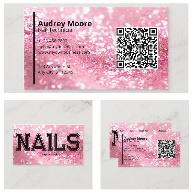 QR-Code Berufliche Nageltechniker Vorlagen Visitenkarte (QR Code Professional Nail Technician Templates Business Card
)