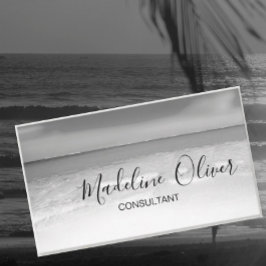 QR-Code Beruflicher Bus Schwarz-Weiß-Ozean Visitenkarte