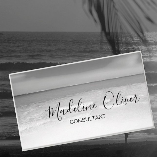 QR-Code Beruflicher Bus Schwarz-Weiß-Ozean Visitenkarte (Von Creator hochgeladen)