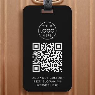 QR-Code   Berufliches Black Business-Logo Gepäckanhänger