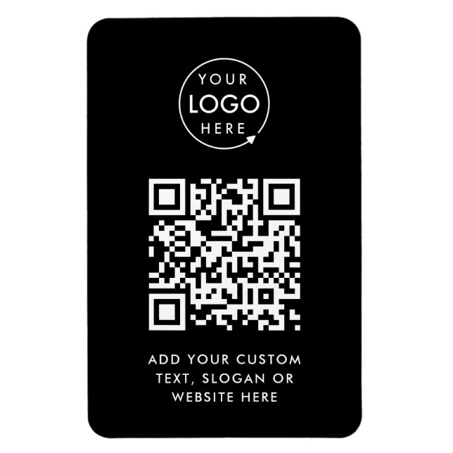 QR-Code | Berufliches Black Business-Logo Magnet (Vertikal)