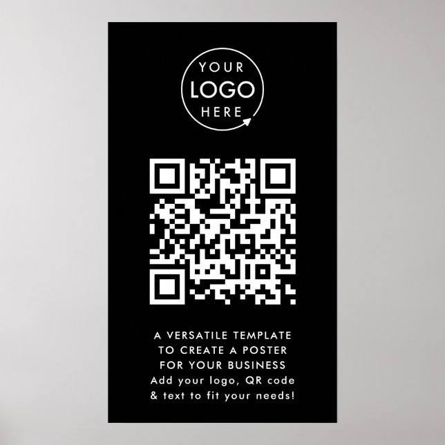 QR-Code | Berufliches, einfaches, schwarzes Firmen Poster (Vorne)