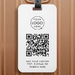 QR-Code | Berufliches, einfaches, weißes Firmenlog Gepäckanhänger<br><div class="desc">Eine einfache,  kundenspezifische QR Code Gepäckanhänger-Vorlage in einem modernen minimalistischen Stil,  die leicht mit Ihrem Firmenlogo,  QR-Code und individuellem Text aktualisiert werden kann...  #QRcode #logo #luggagetag #business..</div>