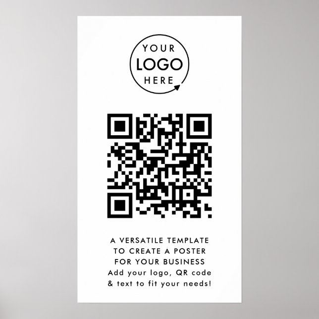 QR-Code | Berufliches, einfaches, weißes Firmenlog Poster (Vorne)