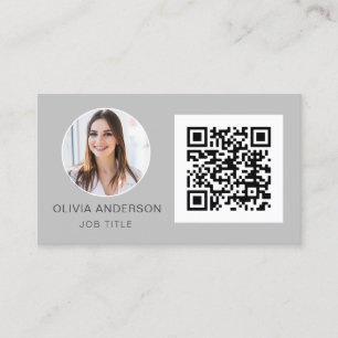 QR Code Berufliches Foto Silver Gray Business Ca Visitenkarte