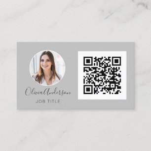 QR Code Berufliches Foto Silver Gray Business Ca Visitenkarte