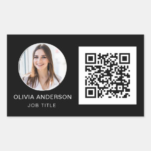 QR-Code Berufliches Foto White Business Card Rec Rechteckiger Aufkleber