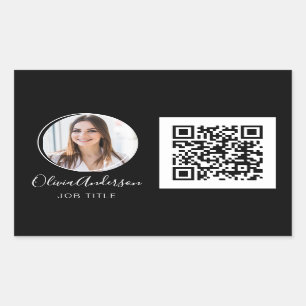 QR-Code Berufliches Foto White Business Card Rec Rechteckiger Aufkleber