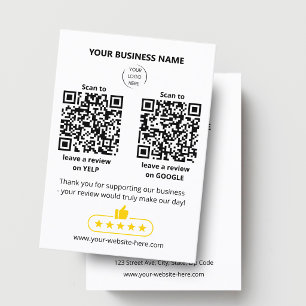 QR-Code Bewertung von Kleinunternehmen GOOGLE und Visitenkarte