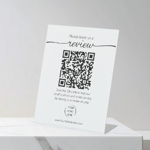 QR-Code Bewertungsanfrage für Kleinunternehmen YEL Sockelschild
