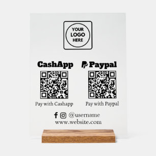 QR-Code bezahlen   CashApp PayPal Scan-to-Pay-Logo Acrylschild