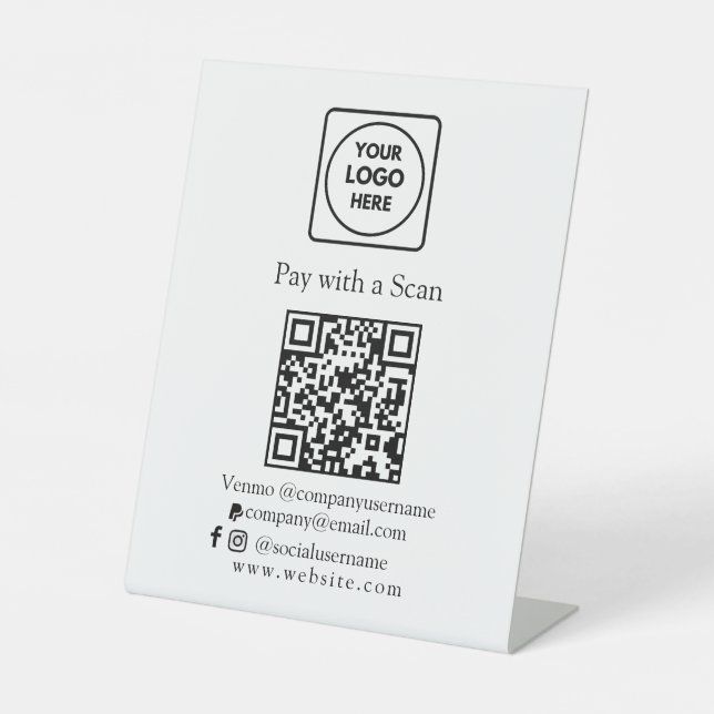 QR Code Bezahlung | Benutzerdefiniertes Venmo PayP Sockelschild (Vorderseite)
