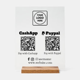 QR Code Bezahlung | CashApp PayPal Scan-to-Pay-Log Acrylschild