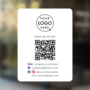 QR Code Bezahlung Zelle Paypal Payment Business- Fensteraufkleber