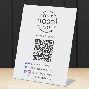 QR Code Bezahlung Zelle Paypal Payment Business- Sockelschild