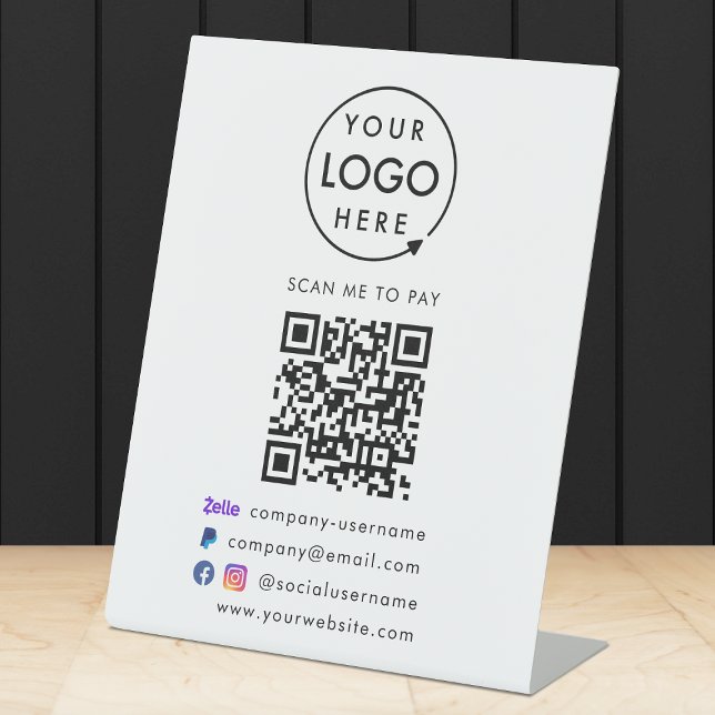 QR Code Bezahlung | Zelle Paypal Payment Business- Sockelschild (Versatile digital payment tabletop signs for sales, retail stores, salons, pop-ups, events & more!)