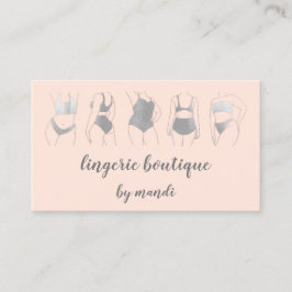 QR Code Bikini Underwear Shop Grau Visitenkarte