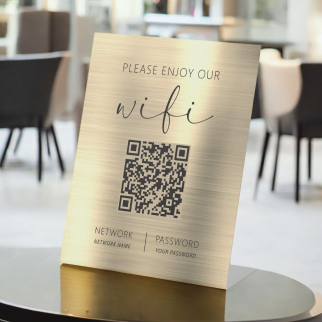 QR-Code Bitte genießen Sie unser Wifi Gold Sockelschild (Von Creator hochgeladen)