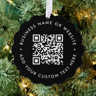 QR-Code   Black Business Moderne Weihnachten Ornament Karte