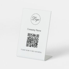 QR Code Black Café Menü Logo Modern White Sockelschild