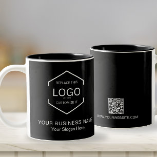 QR Code Black Company Business Logo Promo Zweifarbige Tasse