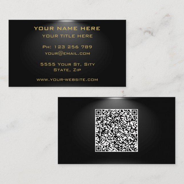 QR-Code Black Gold Business Card - Unter Hintergru Visitenkarte (Vorne/Hinten)