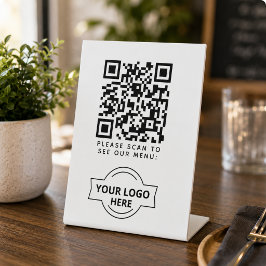 QR Code Black Menu Logo Unberührbare Moderne Café Sockelschild