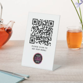 QR Code Black Menu Logo Unberührbare Moderne Cafe  Sockelschild
