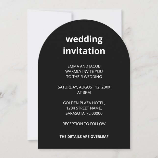 QR Code Black Minimalistisch in einer Hochzeit Einladung (Vorderseite)