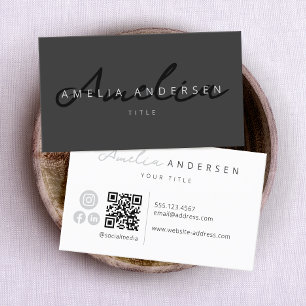QR Code Black Modern Berufliche Social Media Visitenkarte