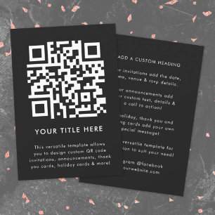 QR-Code   Black Modern Minimalistisch Stylish Scan Einladung