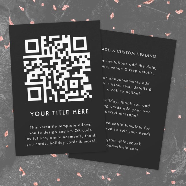 QR-Code | Black Modern Minimalistisch Stylish Scan Einladung (Modern sleek QR code black invitation template by Guava - versatile, stylish, and customizable)